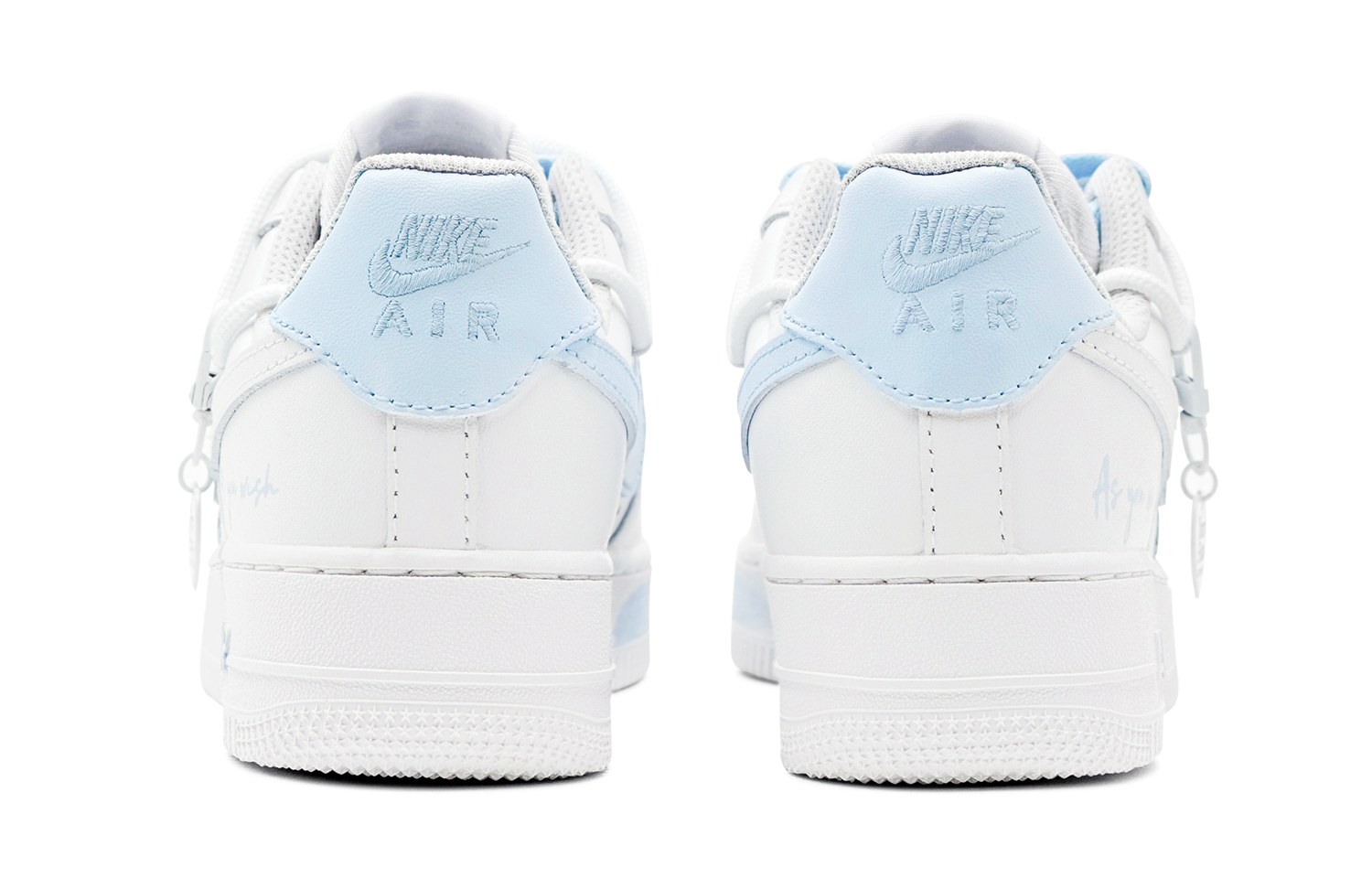 Shop [Nike Custom] Air Force 1 Low 'Wishing Words Biru Putih' DH2920-111(TeamS-心语心愿女S-BOX)