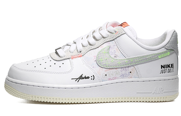 Buy 【客製化球鞋】Nike Air Force 1 Low 世界文字 潮流時尚 清新出遊 休閒 低筒 板鞋 男女同款 白灰色