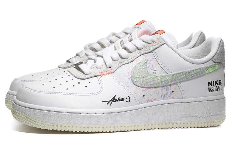 Lookbook 【客製化球鞋】Nike Air Force 1 Low 世界文字 潮流時尚 清新出遊 休閒 低筒 板鞋 男女同款 白灰色
