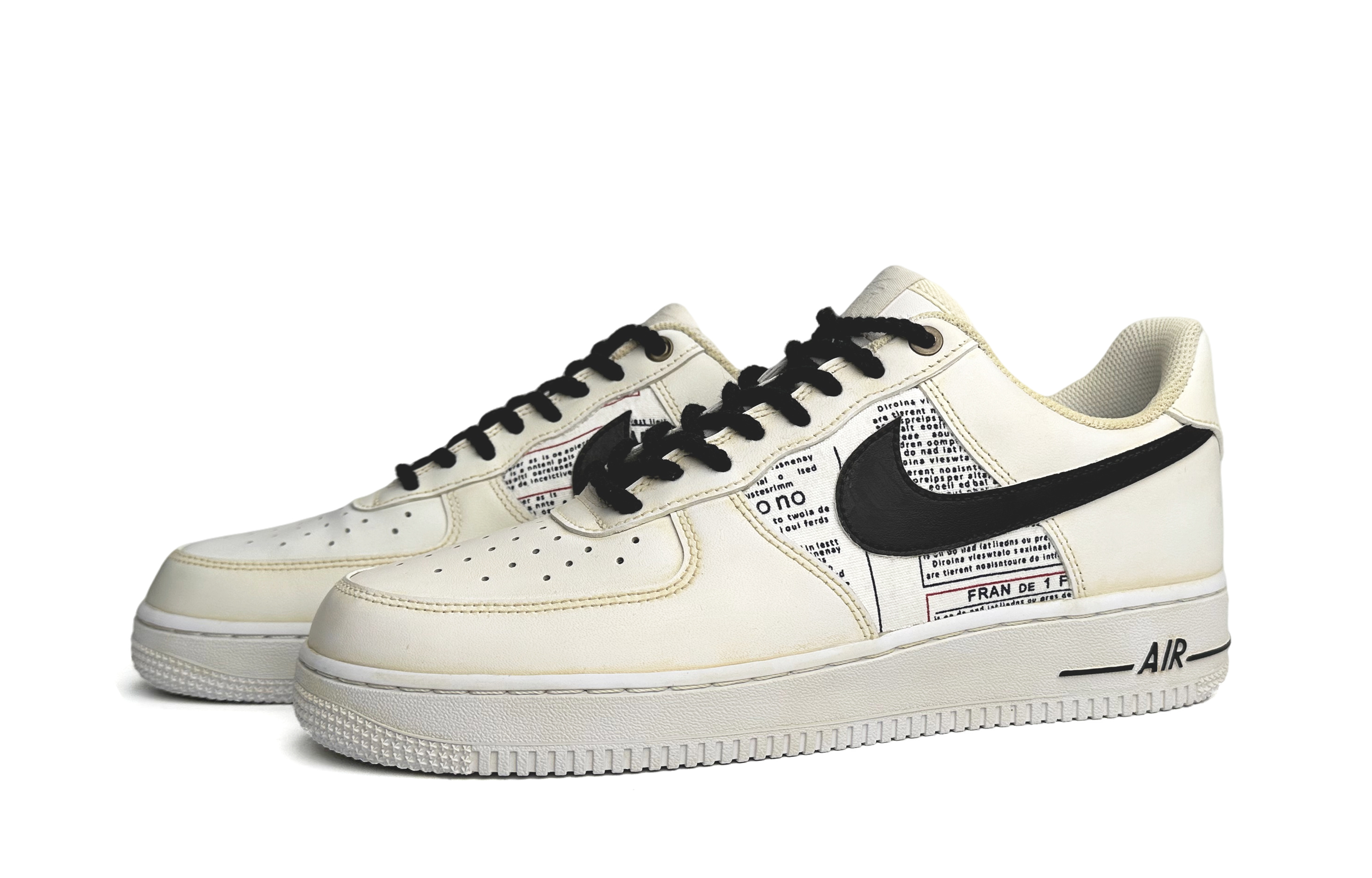 Lookbook 나이키 에어포스 1 로우 '옐로우 블랙 화이트 패치워크' (커스텀) CW2288-111(Team11-浪爱画报男款黄黑白)