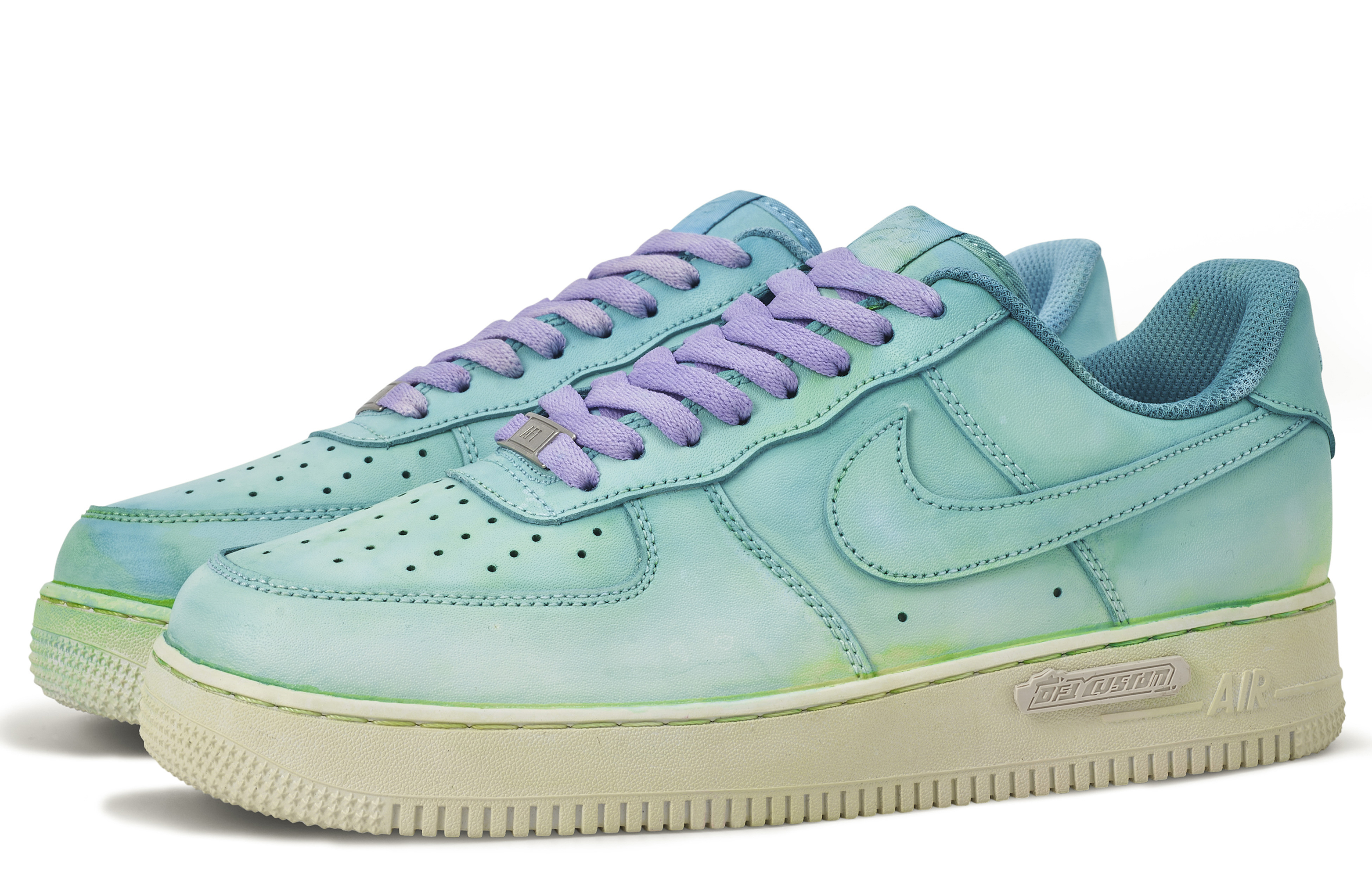 Lookbook カスタムシューズ】ナイキ エア フォース 1 ロー『イエローグリーンディップダイ』 DD8959-100(TeamM-女款有兰S-BOX)