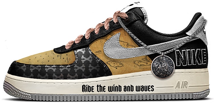 custom-shoes-nike-air-force-1-low-black-yellow-pirate-treasure-map-spray