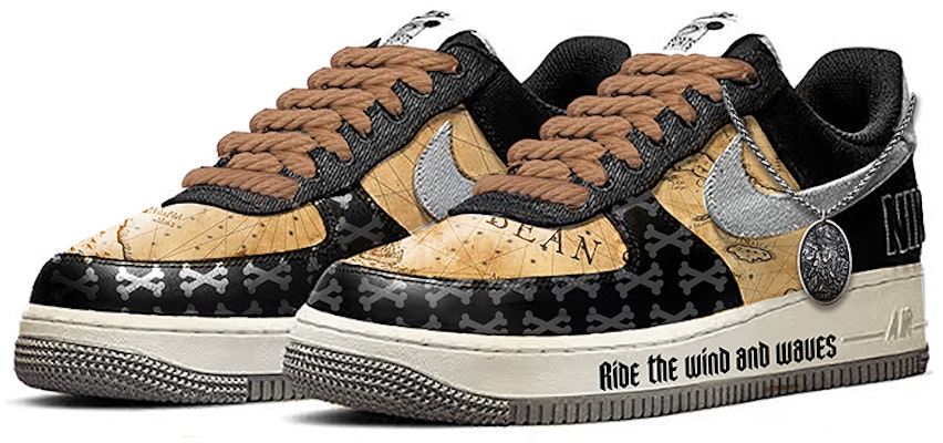 【定制球鞋】Nike Air Force 1 Low 海盗 藏寶圖 噴繪 低幫 板鞋 男款 黑黃 Lookbook 【定制球鞋】Nike Air Force 1 Low 海盗 藏寶圖 噴繪 低幫 板鞋 男款 黑黃