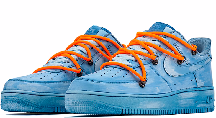 【定制球鞋】 Nike Air Force 1 Low 情侶心相鏈解構 浸染擦色 藍色藝術館 低幫 板鞋 男款 藍色 Lookbook 【定制球鞋】 Nike Air Force 1 Low 情侶心相鏈解構 浸染擦色 藍色藝術館 低幫 板鞋 男款 藍色