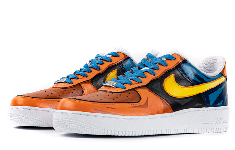Lookbook 나이키 에어포스1 로우 블루오렌지 '손오공' CW2288-111(TeamB-男款龙珠)-动漫主题定制