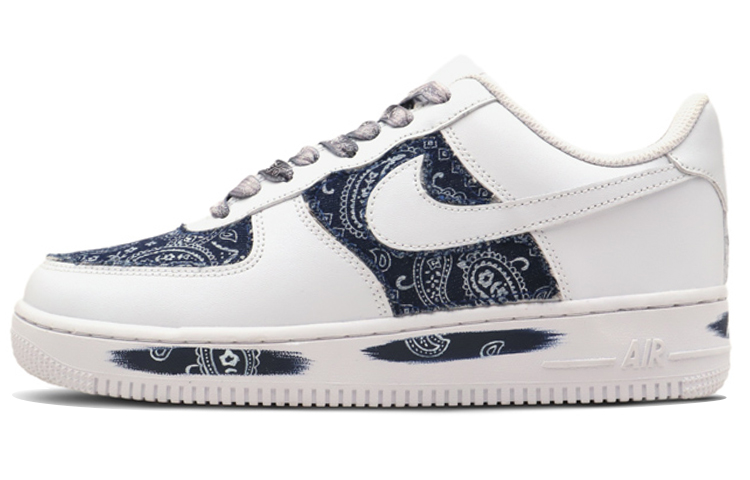 [Custom Shoes] Nike Air Force 1 Low Custom 'Blue and White Cashew Flower Hand-Painted Graffiti'