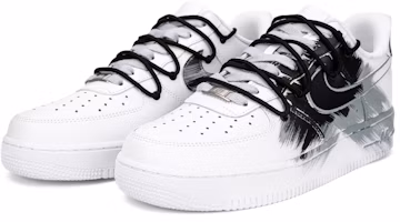 Lookbook 【定制球鞋】Nike Air Force 1 Low 空軍一號 塗鴉 黑色風暴 解構雙鞋帶 低幫休閒板鞋 男款 黑白灰
