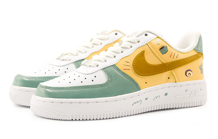 Lookbook [Sepatu Kustom] Nike Air Force 1 Low Hijau Kuning Putih 'Teh Kopi Sore' CW2288-111(Team9-男款下午茶咖啡)