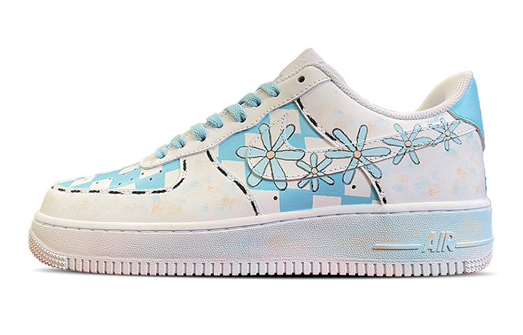 Buy 나이키 에어포스 1 로우 '블루데이지 그라피티' (커스텀) DH2920-111(TeamD-女款蓝色雏菊S-BOX)