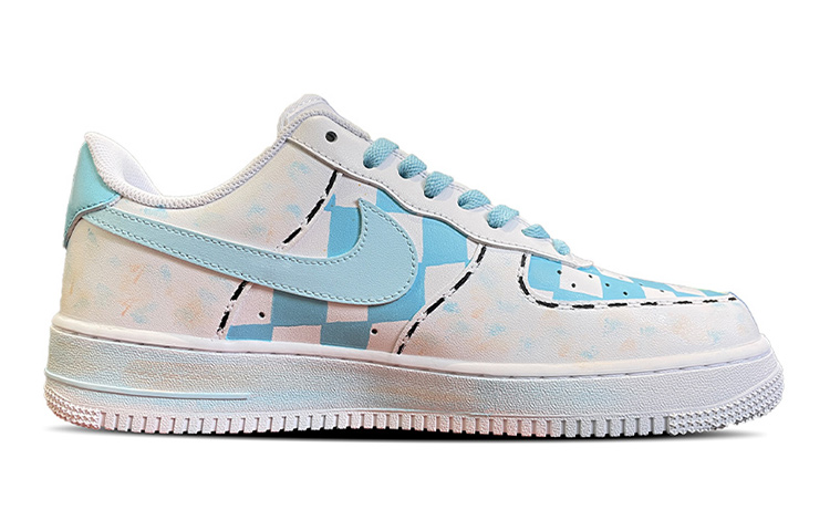 Order 나이키 에어포스 1 로우 '블루데이지 그라피티' (커스텀) DH2920-111(TeamD-女款蓝色雏菊S-BOX)