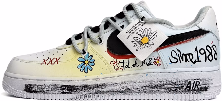 【訂製球鞋】 Nike Air Force 1 Low LE 愛戀雛菊 經典百搭 手繪潑墨 解構鞋帶 低筒 板鞋 GS 黑白 Buy 【訂製球鞋】 Nike Air Force 1 Low LE 愛戀雛菊 經典百搭 手繪潑墨 解構鞋帶 低筒 板鞋 GS 黑白