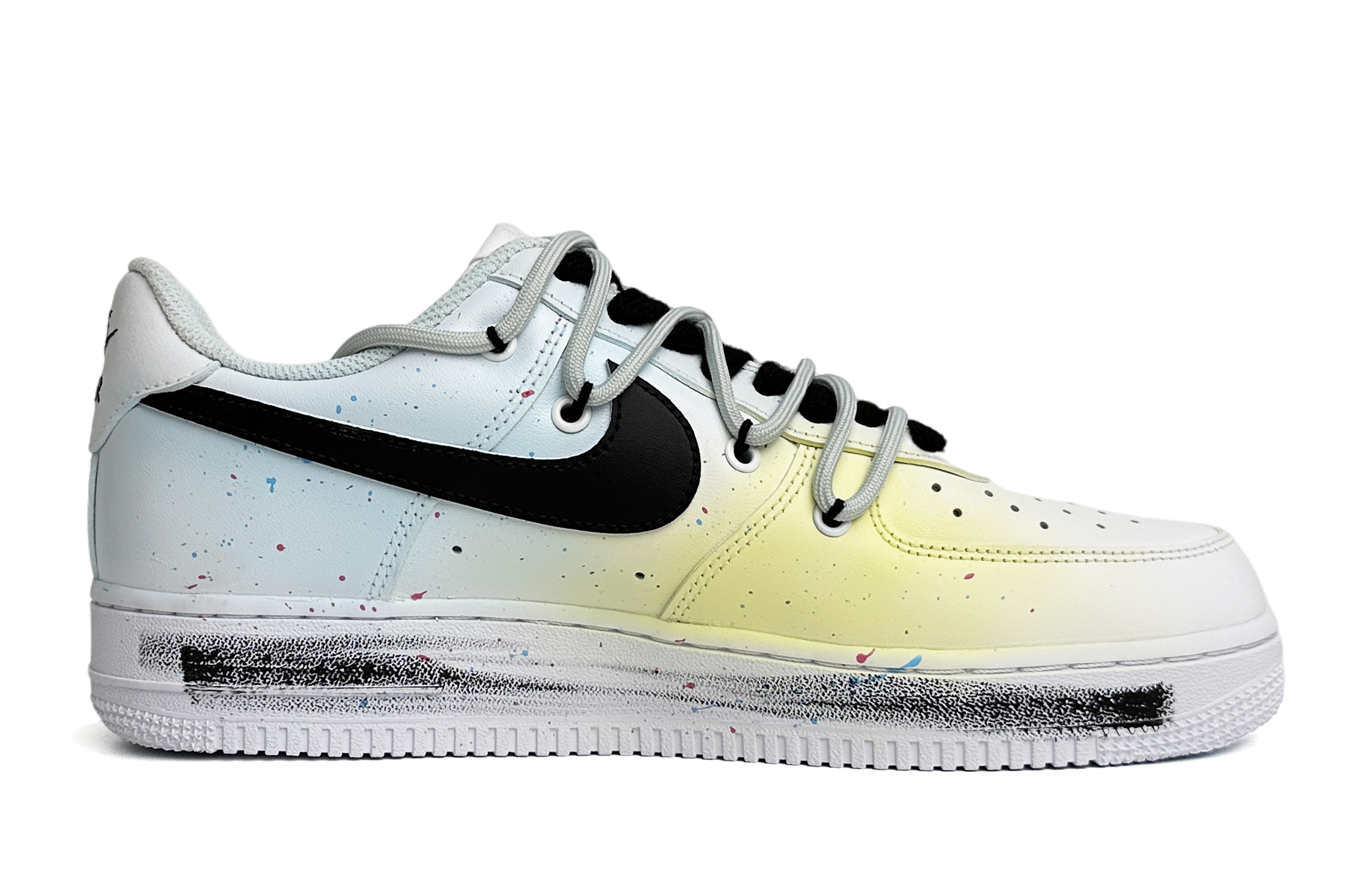 Order 【訂製球鞋】 Nike Air Force 1 Low LE 愛戀雛菊 經典百搭 手繪潑墨 解構鞋帶 低筒 板鞋 GS 黑白