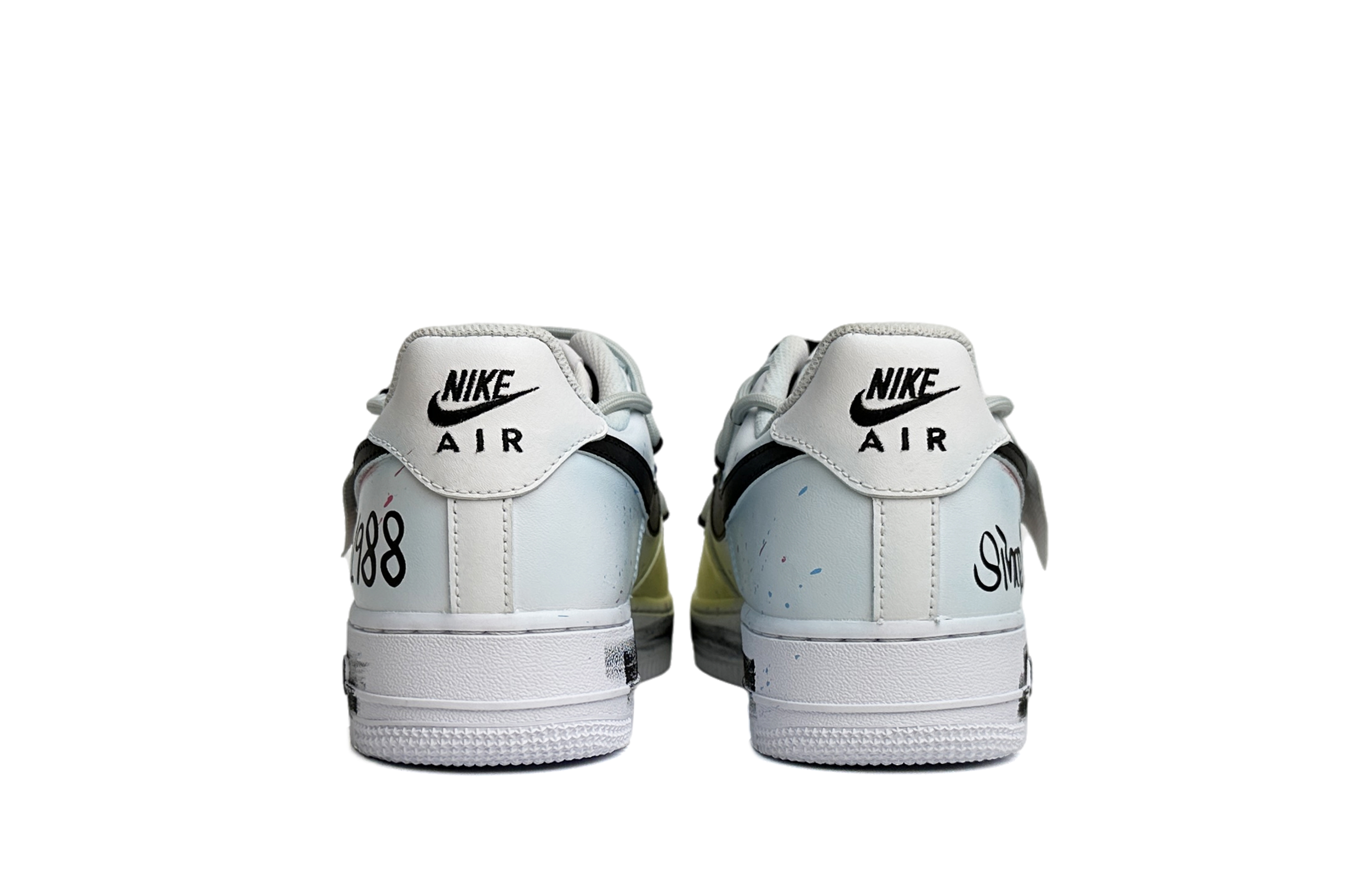 Shop 【訂製球鞋】 Nike Air Force 1 Low LE 愛戀雛菊 經典百搭 手繪潑墨 解構鞋帶 低筒 板鞋 GS 黑白