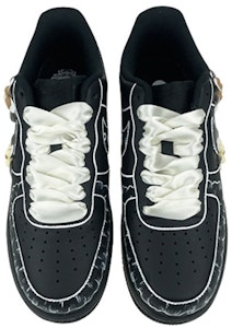 【訂製球鞋】 Nike Air Force 1 Low LE 是在玩鞋 花卉蕾絲邊立體 小香風 甜酷風 低幫 板鞋 GS 黑白 Shop 【訂製球鞋】 Nike Air Force 1 Low LE 是在玩鞋 花卉蕾絲邊立體 小香風 甜酷風 低幫 板鞋 GS 黑白