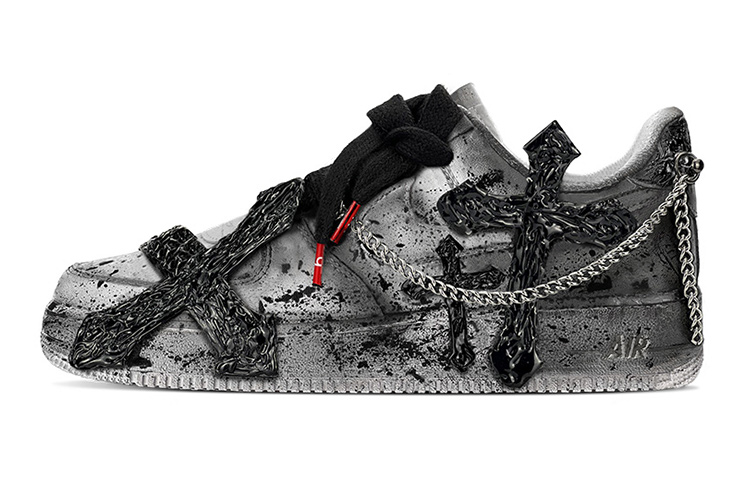 Buy [Kasut Custom] Nike Air Force 1 Low LE 'Salib Gothic' DH2920-111(TeamY-女款十字架黑灰)