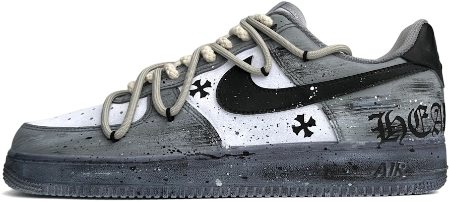 【訂製球鞋】Nike Air Force 1 Low LE 哥特永恆 百搭復古 浸染潑墨 解構鞋帶 低幫 板鞋 GS 灰黑 Buy 【訂製球鞋】Nike Air Force 1 Low LE 哥特永恆 百搭復古 浸染潑墨 解構鞋帶 低幫 板鞋 GS 灰黑