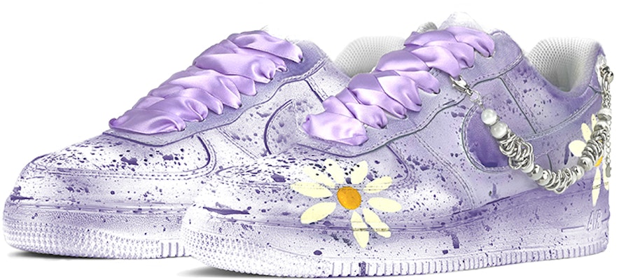 나이키 AF1 커스텀 데이지&보라 스플래터 (Nike AF1 Custom Daisy&Purple Splatter) DH2920-111(TeamY-女款小雏菊紫白) Lookbook 나이키 AF1 커스텀 데이지&보라 스플래터 (Nike AF1 Custom Daisy&Purple Splatter) DH2920-111(TeamY-女款小雏菊紫白)