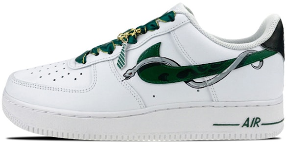 【定制球鞋】Nike Air Force 1 Low LE 哈利波特 霍格華茲學院 史萊哲林 蛇 低幫 板鞋 GS 白綠 Buy 【定制球鞋】Nike Air Force 1 Low LE 哈利波特 霍格華茲學院 史萊哲林 蛇 低幫 板鞋 GS 白綠