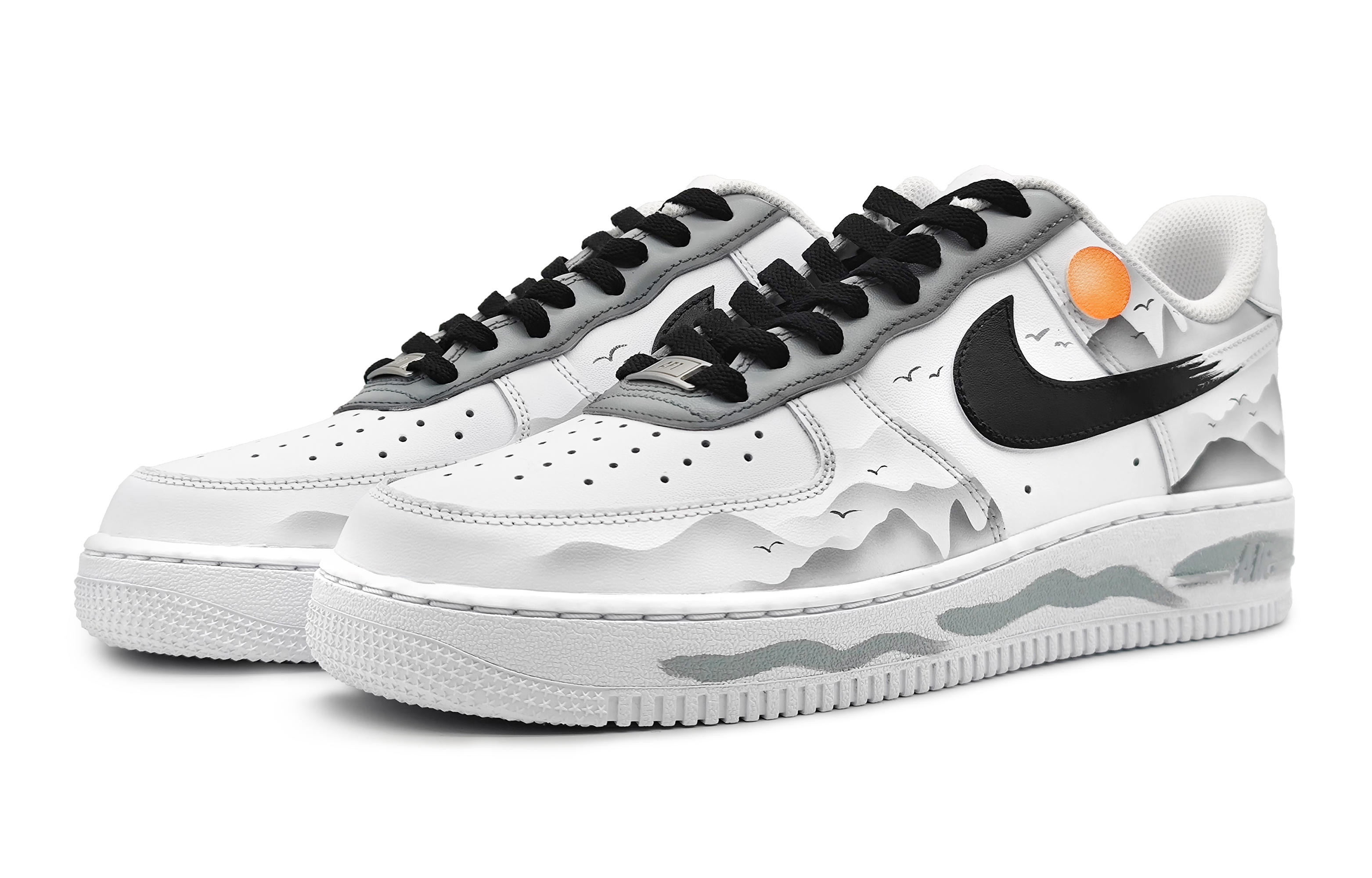 Lookbook [Sepatu Custom] Nike Air Force 1 Low LE 'Ink Rivers Jiangnan' DH2920-111(Team16-女款墨影千川)