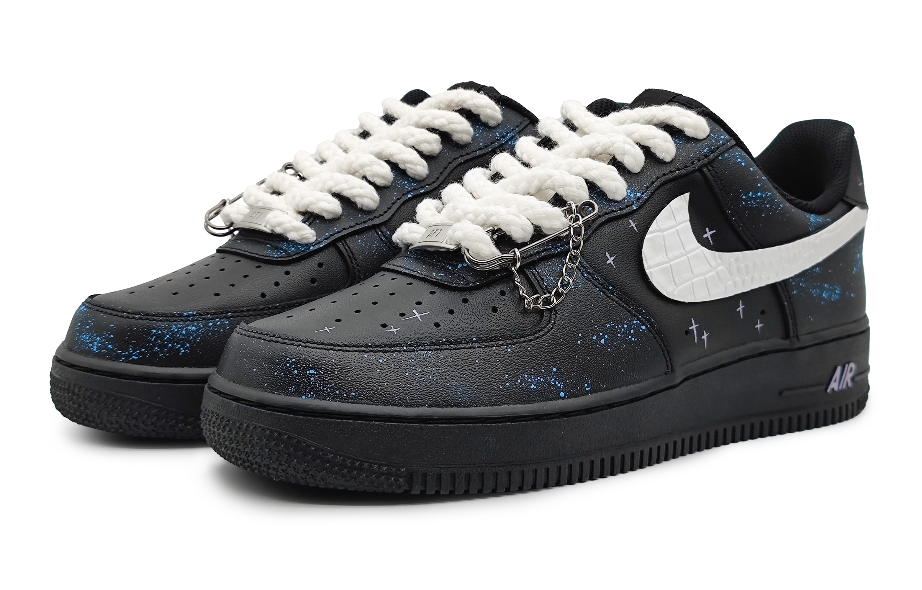 Lookbook [Custom Shoes] Nike Air Force 1 Low LE 'North Star Blue-Black-Silver'