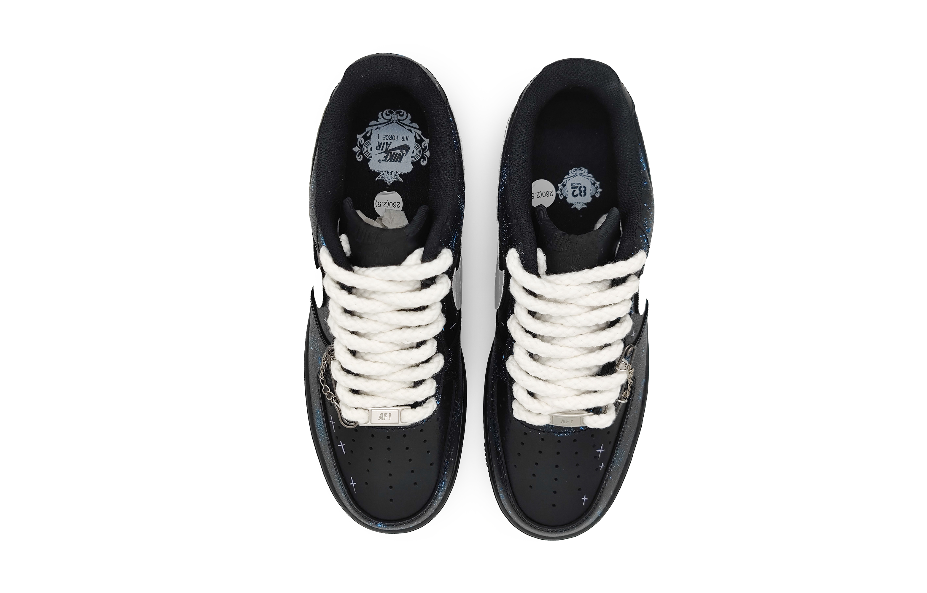 Shop [Custom Shoes] Nike Air Force 1 Low LE 'North Star Blue-Black-Silver'