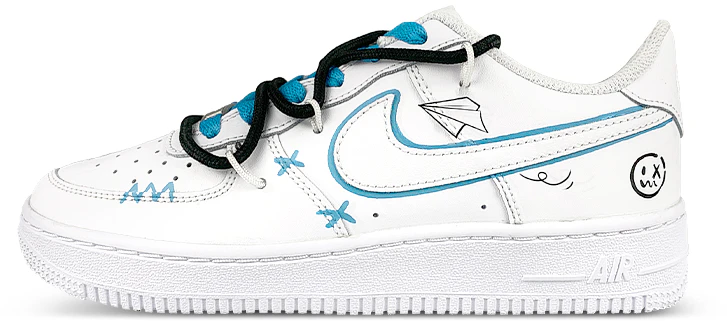 custom-shoes-nike-air-force-1-low-le-paper-plane-graffiti-white-blue