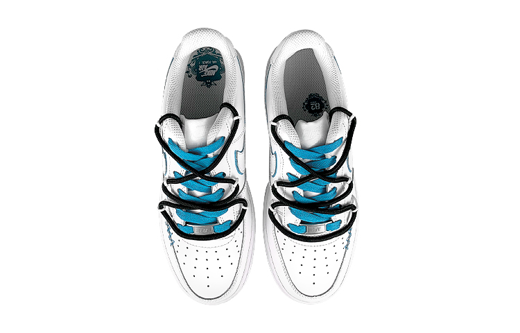 Shop [定制鞋款] 耐克空军1号低帮 LE '纸飞机涂鸦 白-蓝' DH2920-111(Team47-女款鬼脸飞机解SBOX)