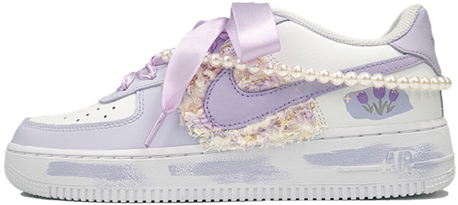 【客製化球鞋】Nike Air Force 1 Low LE 空軍一號 珍珠鬱金香 小香風 法式 夢幻 甜酷風 禮物 低筒 板鞋 GS 白紫 Buy 【客製化球鞋】Nike Air Force 1 Low LE 空軍一號 珍珠鬱金香 小香風 法式 夢幻 甜酷風 禮物 低筒 板鞋 GS 白紫