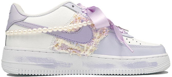 【客製化球鞋】Nike Air Force 1 Low LE 空軍一號 珍珠鬱金香 小香風 法式 夢幻 甜酷風 禮物 低筒 板鞋 GS 白紫 Order 【客製化球鞋】Nike Air Force 1 Low LE 空軍一號 珍珠鬱金香 小香風 法式 夢幻 甜酷風 禮物 低筒 板鞋 GS 白紫