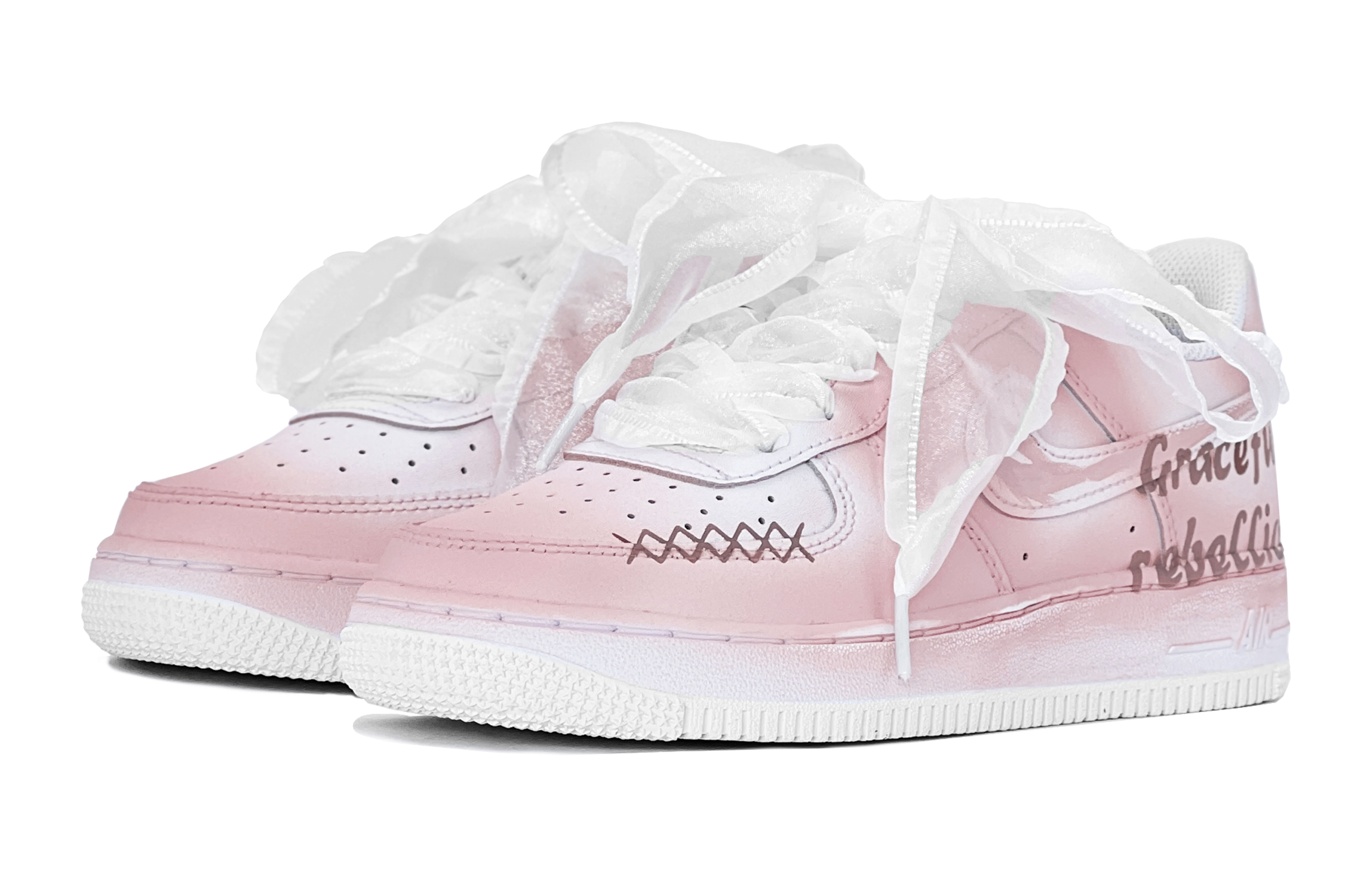 Lookbook ナイキ AF1 LE ピンク白 エレガンス反逆 (Nike AF1 LE Pink White Elegance Hangyaku) DH2920-111(TeamS-梦幻粉白涂鸦)