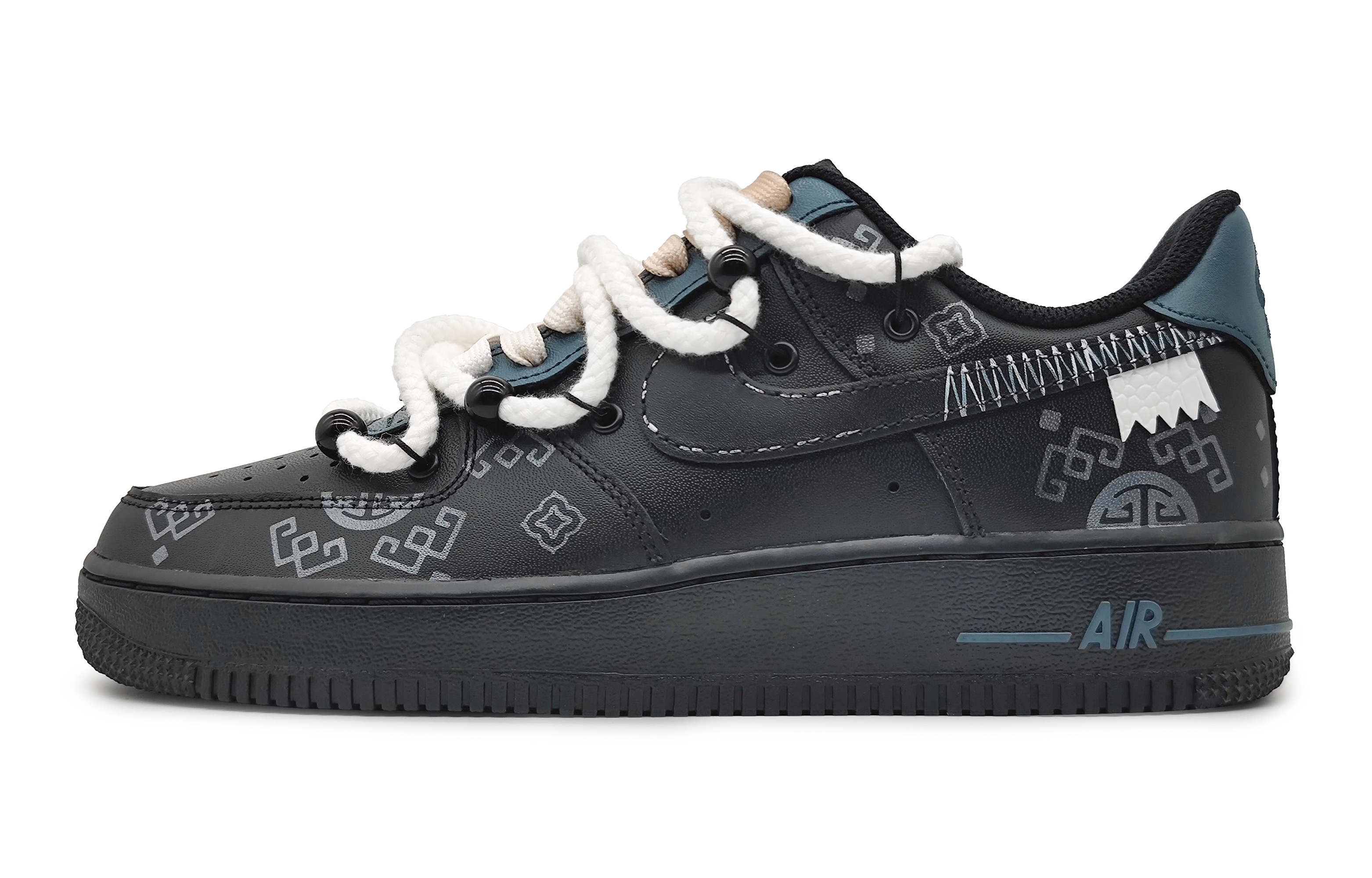 Buy 나이키 에어포스 1 로우 '실크로드' (블랙/실버) DH2920-001(Team16-女款丝绸之路解构)