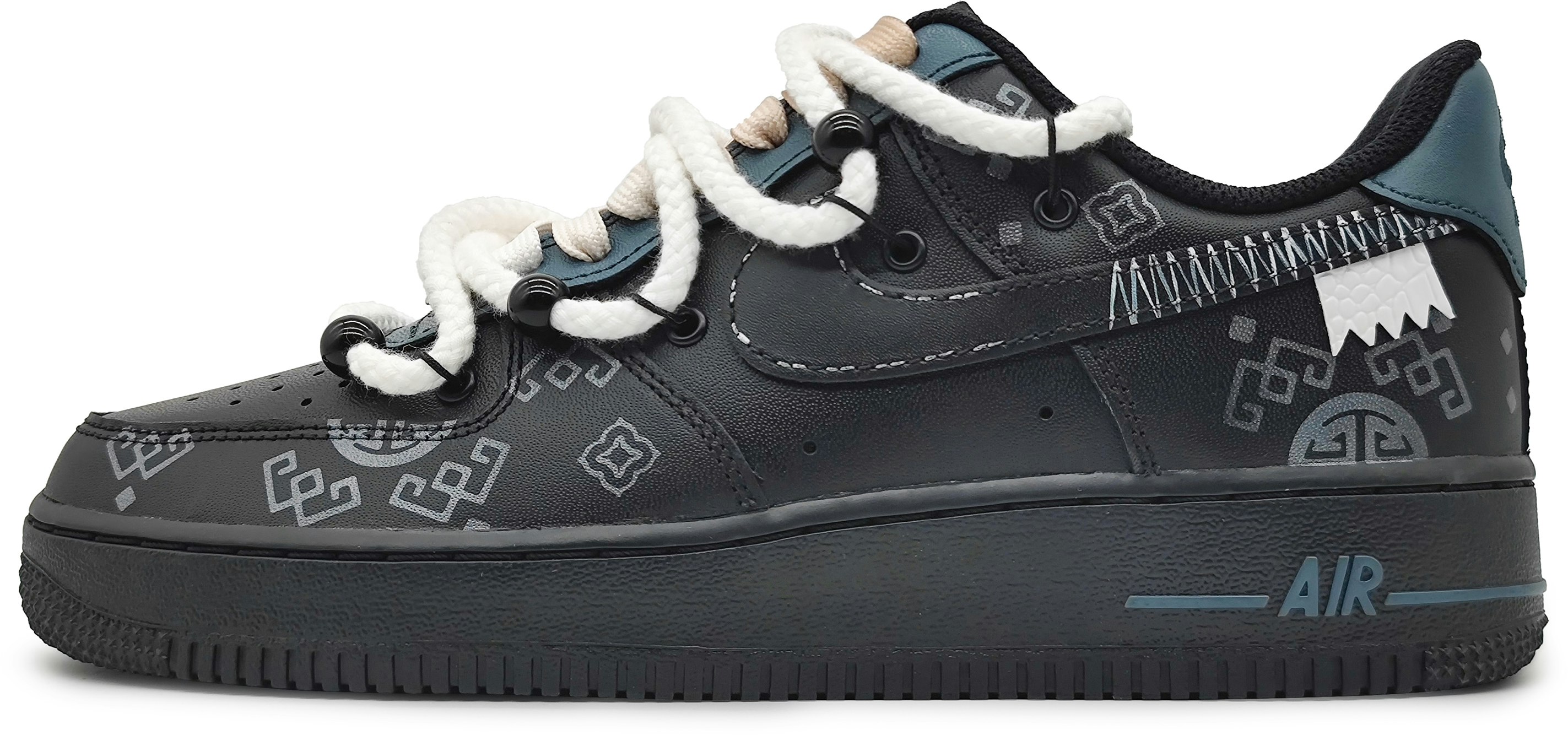 custom-shoes-nike-air-force-1-low-le-black-silver-silk-road