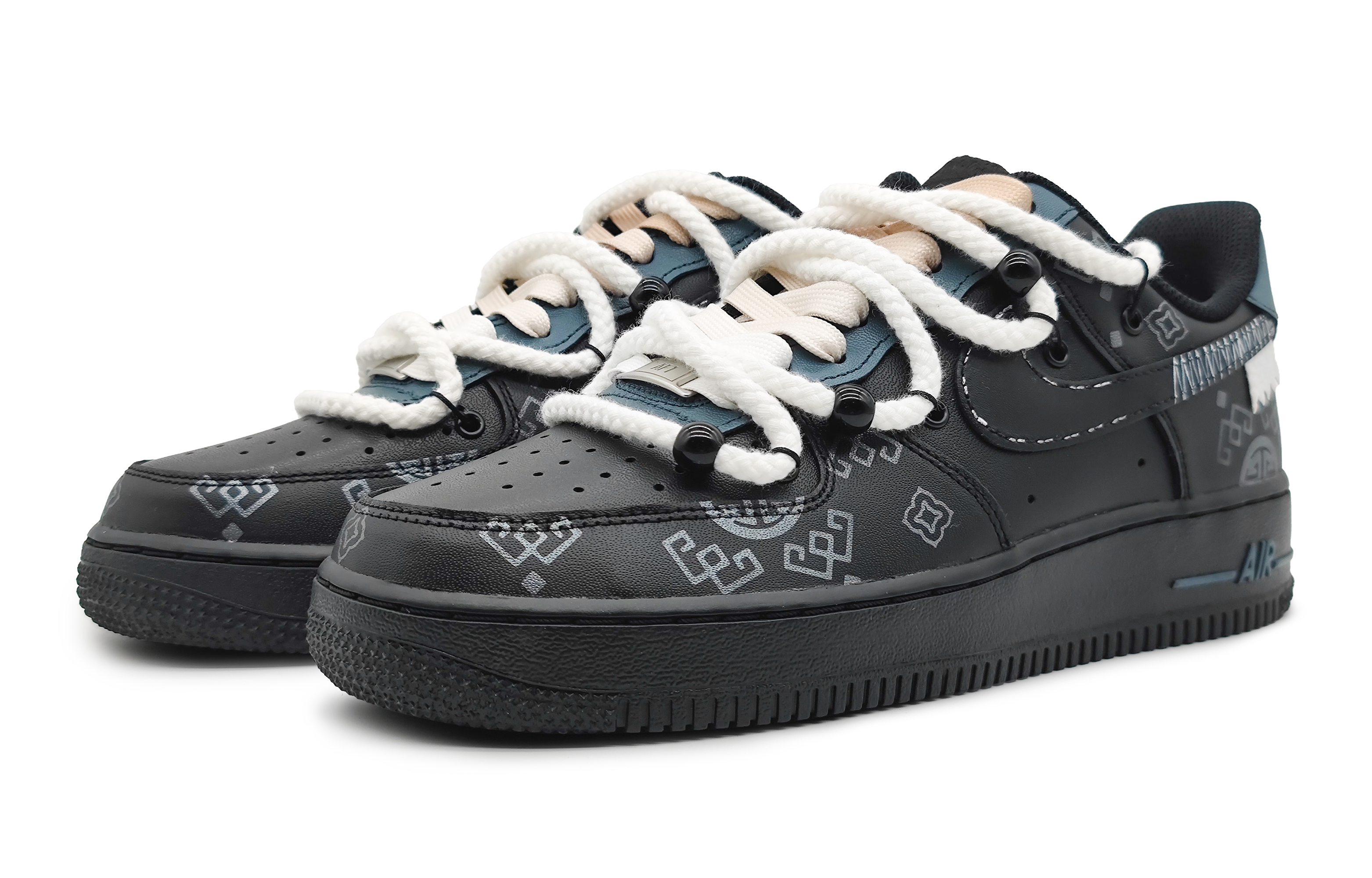 Lookbook 나이키 에어포스 1 로우 '실크로드' (블랙/실버) DH2920-001(Team16-女款丝绸之路解构)