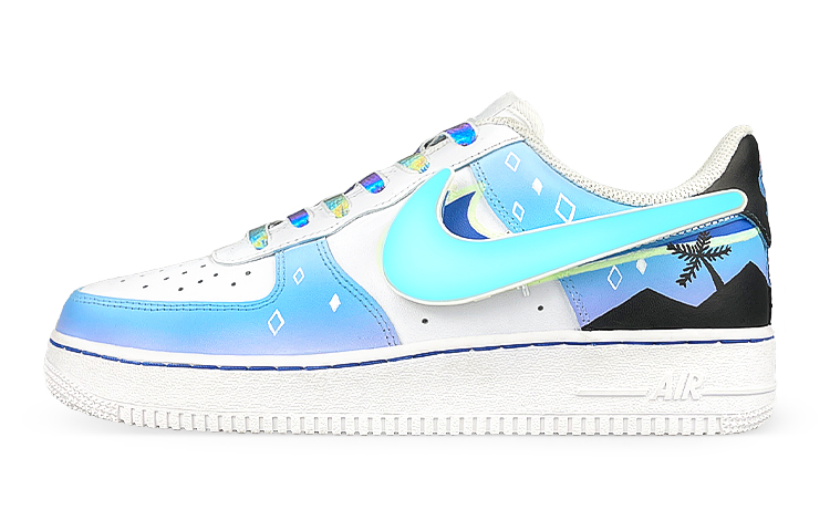 Order 나이키 에어포스1 LE 화이트 블루 '사이버펑크 야광 야자수' (LED 스우시) DH2920-111(Team叁-女LED夜光椰树)