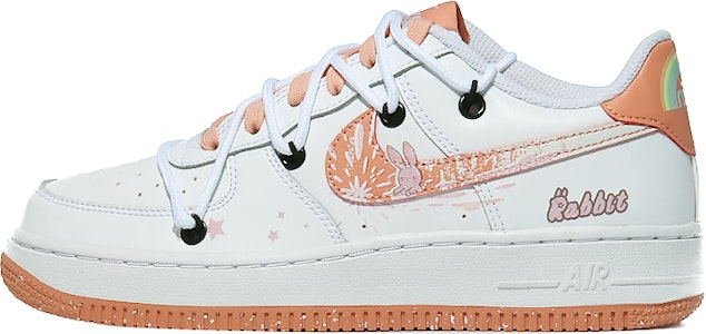 【定製球鞋】Nike Air Force 1 Low LV8 流星兔幾 經典休閒 低筒 板鞋 GS 白橙 Buy 【定製球鞋】Nike Air Force 1 Low LV8 流星兔幾 經典休閒 低筒 板鞋 GS 白橙