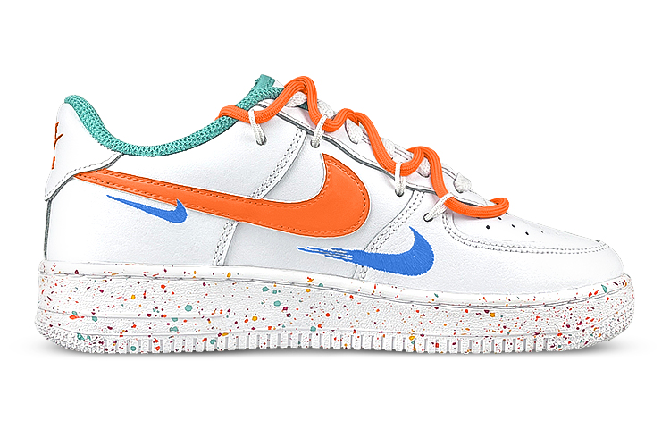 Order [定制鞋] 耐克Air Force 1低帮LV8‘三重橙色泼溅’ FD4626-181(Team叁-女蓝橙鞋带SBOX)
