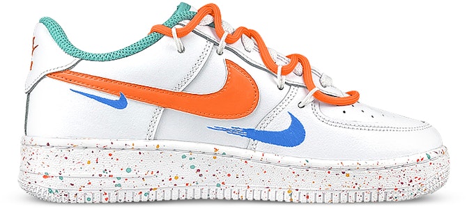 【定制球鞋】 Nike Air Force 1 Low Lv8 三勾 解構 禮盒襪子 活力橙 潑墨 低幫 板鞋 GS 白橙 Order 【定制球鞋】 Nike Air Force 1 Low Lv8 三勾 解構 禮盒襪子 活力橙 潑墨 低幫 板鞋 GS 白橙