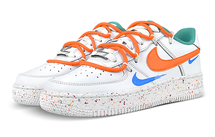 Lookbook [定制鞋] 耐克Air Force 1低帮LV8‘三重橙色泼溅’ FD4626-181(Team叁-女蓝橙鞋带SBOX)