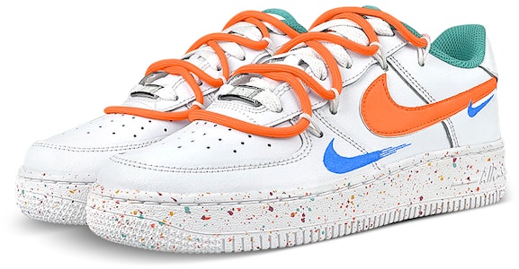 【定制球鞋】 Nike Air Force 1 Low Lv8 三勾 解構 禮盒襪子 活力橙 潑墨 低幫 板鞋 GS 白橙 Lookbook 【定制球鞋】 Nike Air Force 1 Low Lv8 三勾 解構 禮盒襪子 活力橙 潑墨 低幫 板鞋 GS 白橙