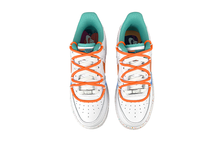 Shop [定制鞋] 耐克Air Force 1低帮LV8‘三重橙色泼溅’ FD4626-181(Team叁-女蓝橙鞋带SBOX)