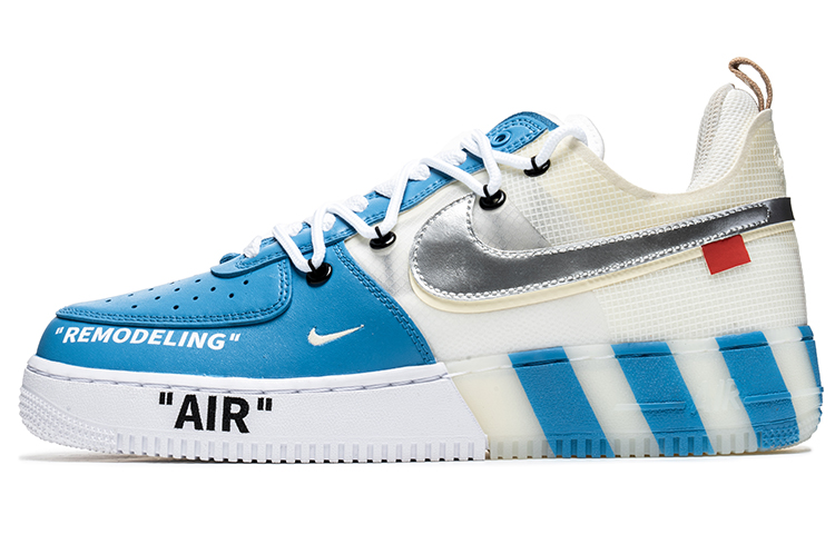 Buy 【客製化球鞋】Nike Air Force 1 Low React 野鶴製造 可刮鞋底 解構雙鞋帶 藍色藝術館 低筒 板鞋 男女同款 白藍