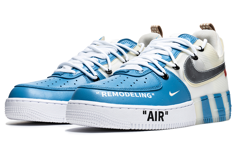 Lookbook 【客製化球鞋】Nike Air Force 1 Low React 野鶴製造 可刮鞋底 解構雙鞋帶 藍色藝術館 低筒 板鞋 男女同款 白藍