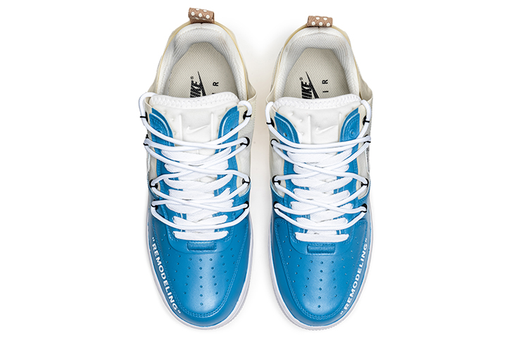 Shop 【客製化球鞋】Nike Air Force 1 Low React 野鶴製造 可刮鞋底 解構雙鞋帶 藍色藝術館 低筒 板鞋 男女同款 白藍