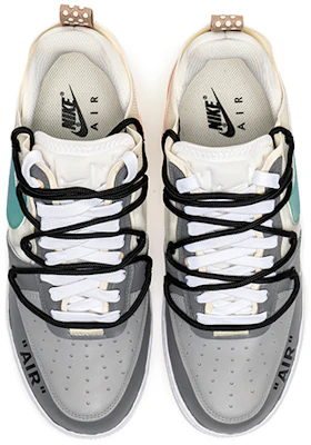 【定制球鞋】Nike Air Force 1 Low React 解構風主題 回到未來 雙鞋帶解構 低幫 板鞋 男女同款 深灰 Shop 【定制球鞋】Nike Air Force 1 Low React 解構風主題 回到未來 雙鞋帶解構 低幫 板鞋 男女同款 深灰