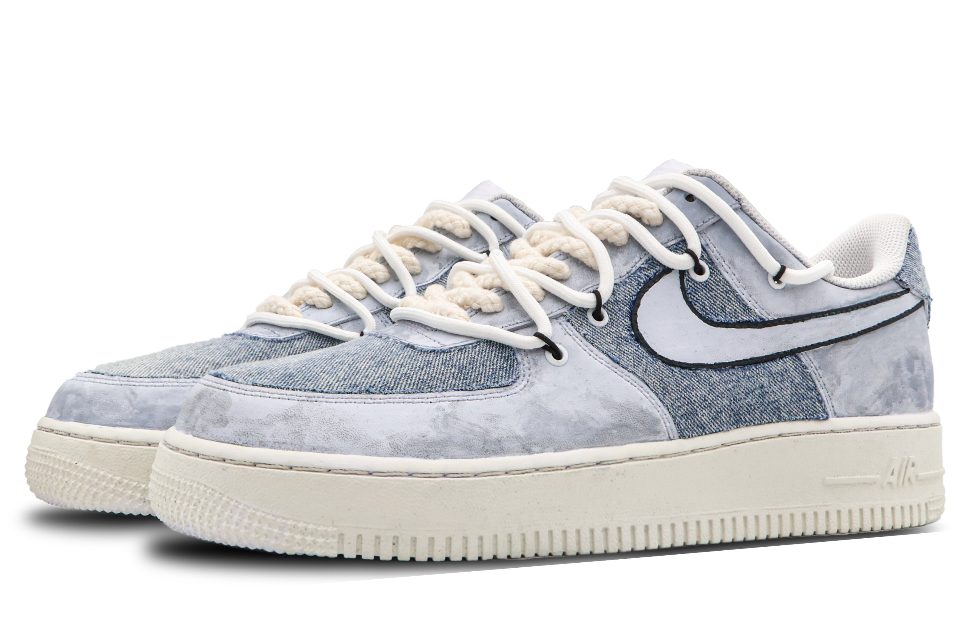Lookbook [Sepatu Kustom] Nike Air Force 1 Low Retro 'Abu-abu Biru' CW2288-111(Team53-男款半岛野S-BOX)