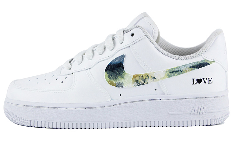 [Custom Shoes] Nike Air Force 1 Low White Green Blue 'Abstract Oil Painting Graffiti'