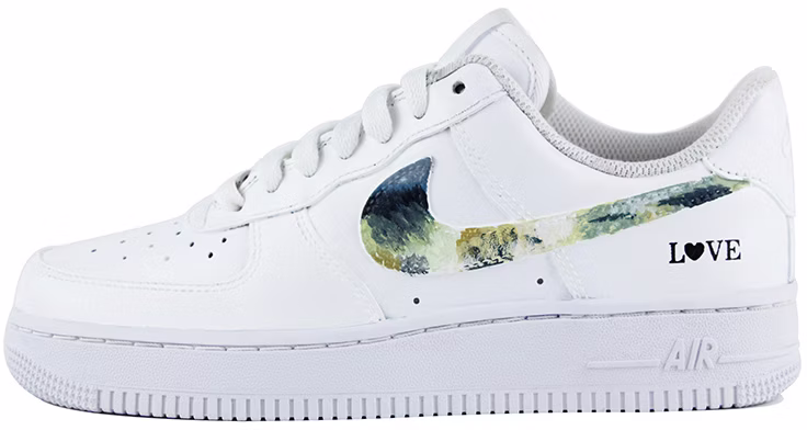 custom-shoes-nike-air-force-1-low-white-green-blue-abstract-oil-painting-graffiti