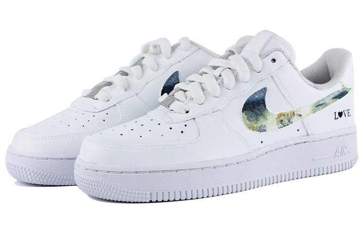 Lookbook 【定制鞋款】耐克空军1号低帮白绿色蓝色‘抽象油画涂鸦’ CW2288-111(Team39-AMY33抽象QD)