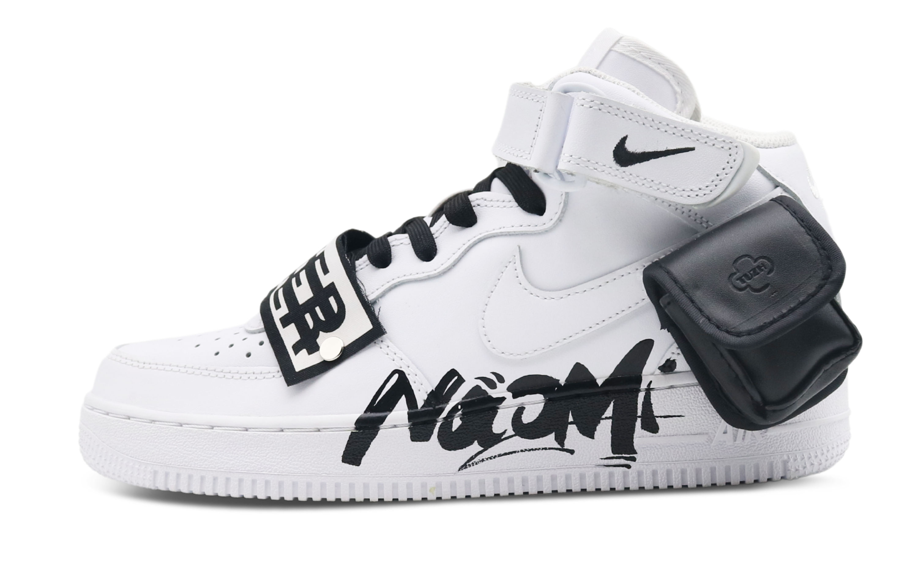 Buy [Sepatu Kustom] Nike Air Force 1 Mid '07 'Letter Patch Hitam Putih' CW2289-111(Team8-男款潮酷男孩黑白)