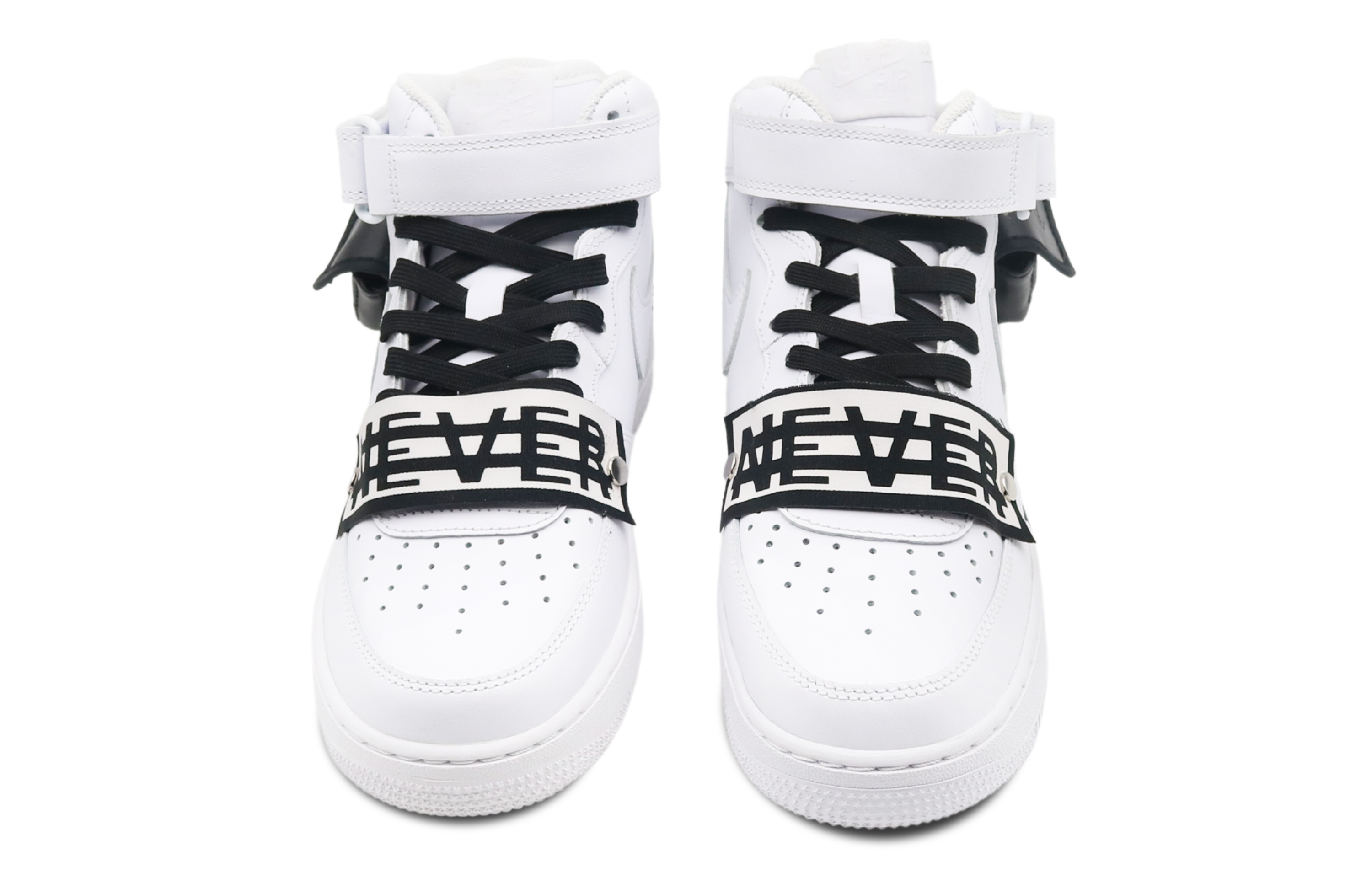 Shop [Sepatu Kustom] Nike Air Force 1 Mid '07 'Letter Patch Hitam Putih' CW2289-111(Team8-男款潮酷男孩黑白)